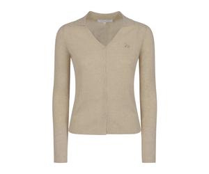 Maison Kitsuné - Cardigan Fine Rib Baby Fox - Femme - Pulls - Beige - Taille: 38 FR