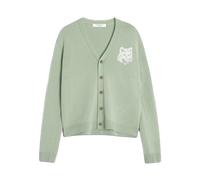 Maison Kitsuné - Cardigan in lana merino ricamo fox grande - Homme - Pulls - Vert - Taille: L