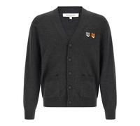 Maison Kitsuné - Double Fox Head Regular Cardigan - Homme - Pulls - Gris - Taille: S