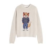 Maison Kitsuné - Dressed Fox Intarsia Jumper - Femme - Pulls - Blanc - Taille: 40 FR