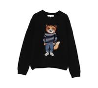 Maison Kitsuné - Dressed Fox Intarsia Wool Jumper - Femme - Pulls - Noir - Taille: 40 FR