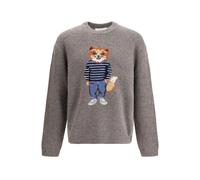 Maison Kitsune DRESSED FOX INTARSIA WOOL JUMPER men Pullovers grey taille: M