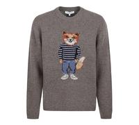 Maison Kitsuné Pull Dressed Fox - Intarsia en laine - Homme Gris Taille S