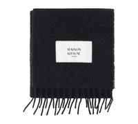 Maison Kitsuné - Écharpe à franges avec écusson logo - Homme - Accessoires - Noir - Taille: ONE Size
