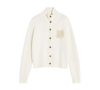 Maison Kitsuné, Femme, Pulls, Blanc, Taille: 40 FR Cardigan en laine mérinos à col montant avec intarsia de renard