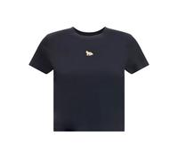 Maison Kitsuné - Fox Baby Crop T-Shirt - Femme - Tops - Noir - Taille: 42 FR