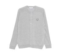 Maison Kitsuné - Fox Head Fine Merino Cardigan - Homme - Pulls - Gris - Taille: S