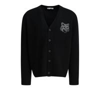 Maison Kitsuné - Fox Head Intarsia Cardigan - Homme - Pulls - Noir - Taille: L