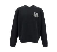 Maison Kitsuné - Fox Head Intarsia Merino Jumper - Homme - Pulls - Noir - Taille: L