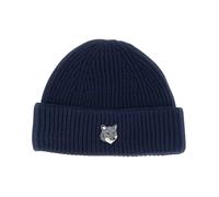 Maison Kitsuné - Fox Head Large Beanie - Homme - Accessoires - Bleu - Taille: ONE Size