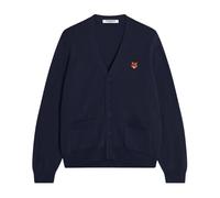 Maison Kitsuné - Fox Head Merino Regular Cardigan - Homme - Pulls - Bleu - Taille: XL