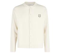 Maison Kitsuné - Fox Head Wool Ribbed Cardigan - Homme - Pulls - Blanc - Taille: M
