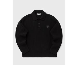 Maison Kitsune FOX HEAD WOOL RIBBED POLO JUMPER men Polos black taille: M