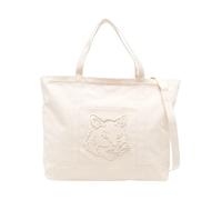 Maison Kitsuné - Fox Head XL Tote - Femme - Sacs - Beige - Taille: ONE Size
