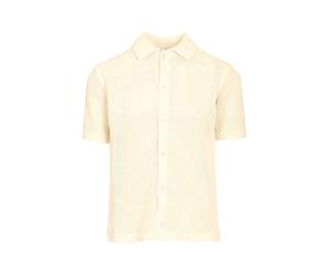 Maison Kitsuné - Open Knit Short Sleeve Cardigan - Homme - Pulls - Beige - Taille: L