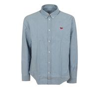 Maison Kitsuné - Profile Fox Regular Shirt - Homme - Chemises - Bleu - Taille: L