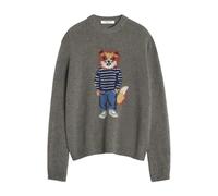 Maison Kitsuné - Pull Brodé Renard Dressed Fox - Homme - Pulls - Gris - Taille: XL