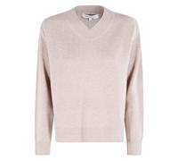 Maison Kitsuné - Pull Confort Col V en Laine Mérinos - Femme - Pulls - Beige - Taille: 36 FR