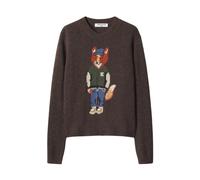 Maison Kitsuné - Pull en laine Dressed Fox Intarsia - Femme - Pulls - Brun - Taille: 36 FR