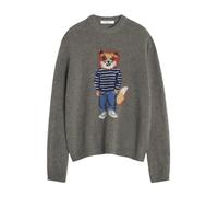 Maison Kitsuné - Pull en laine Intarsia Renard Habillé - Homme - Pulls - Gris - Taille: L