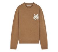 Maison Kitsuné - Pull en Laine Intarsia Tête de Renard Fox Head - Homme - Pulls - Brun - Taille: XL