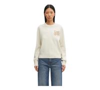 Maison Kitsuné - Pull en Laine Mérinos avec Intarsia Tête de Renard - Femme - Pulls - Beige - Taille: 40 FR