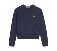 Maison Kitsuné - Pull en laine mérinos avec patch Baby Fox - Femme - Sweatshirts et sweats à capuche - Bleu - Taille: 44 FR