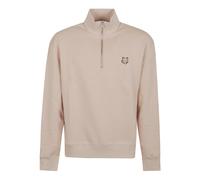 Maison Kitsuné - SweaT-shirt Confort Zippé à Demi avec Patch Tête de Renard Audacieux - Homme - Sweatshirts et sweats à capuche - Beige - Taille: S