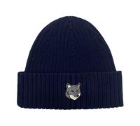 Maison Kitsuné, unisex, Accessoires, Bleu, Taille: ONE Size Bonnet Grey Fox Head Protection Stylée
