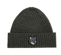 Maison Kitsuné, unisex, Accessoires, Vert, Taille: ONE Size Bonnet Grey Fox Head Protection Stylée