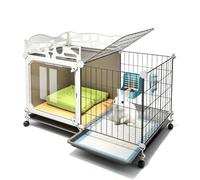 Maison Lapin Intérieure Confortable avec Espace Jeu et Rangement Supérieur | Habitat pour Lapin et Cochon D’Inde, Plateforme Confortable, Roulettes Mobiles, Zone Toilette Séparée(70x35x55cm)