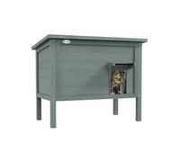 Maison lodge sur pied - niche villa chat - toit ouvrant bitumé, porte extérieure/intérieure - bois sapin pré-huilé gris