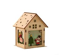Maison lumineuse LED en bois à suspendre avec renne Père Noël bonhomme de neige pour Noël, vacances, intérieur et extérieur