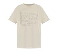 Maison Margiela - Cotton Number T-Shirt - Femme - Tops - Beige - Taille: 36 FR