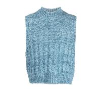 Maison Margiela - Gilet Tricot Sans Manches à Col Montant - Homme - Pulls - Bleu - Taille: S