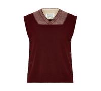 Maison Margiela - Haut en maille à col en V - Femme - Pulls - Rouge - Taille: 38 FR