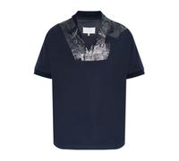 Maison Margiela - T-Shirt à Col en V avec Panneaux - Homme - Tops - Bleu - Taille: S
