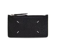 Maison Margiela - Portefeuille zippé cuir minimaliste à quatre points Femme Noir ONE Size