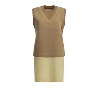 Maison Margiela - Robe pull en maille col V - Femme - Robes - Beige - Taille: 40 FR