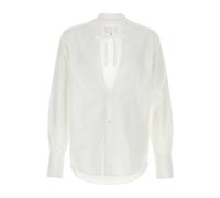 Maison Margiela - V-Neck Poplin Shirt - Homme - Chemises - Blanc - Taille: L