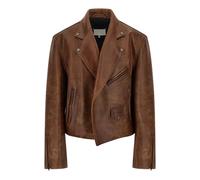 Maison Margiela - Veste en cuir Biker - Homme - Vestes - Brun - Taille: L