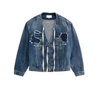 Maison Margiela - Veste déstructurée à col en V profond - Homme - Vestes - Bleu - Taille: M