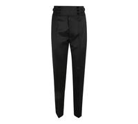 Maison Margiela - Wool Pleated Pantalons - Femme - Pantalons - Noir - Taille: 38 FR