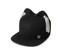 Maison Michel, Femme, Accessoires, Noir, Taille: S Chapeau Noir avec Oreilles de Chat