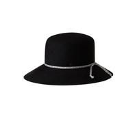 Maison Michel, Femme, Accessoires, Noir, Taille: S Chapeau Noir avec Ornements en Tissu Blanc