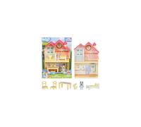 Maison Mini Bluey | Playset Compact avec Poign?e | 3 Chambres (Cuisine, Chambre, Salle de Bain) | Figurine + 5 Accessoires Inclus
