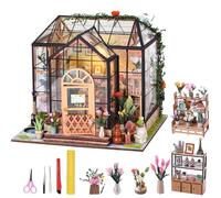 Maison Miniature a Construire Cathy's Flower House, DIY Miniature House en Bois avec LED, Maquette en Bois a Construire,Maison Miniature a Construire Diorama Cadeau pour Les Adultes, Femmes,Mères