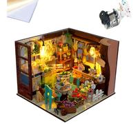 Maison miniature à monter soi-même, en bois, avec éclairage LED et boîte à musique, avec bouchon anti-poussière, kit de bricolage créatif (fleuriste)