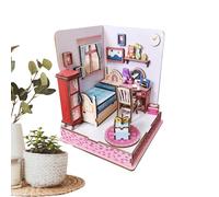 Maison Miniature DIY - Puzzle Scène de Chambre à Coucher en Bois, Modèle de Bricolage Fait à la Main | Caractéristique de Construction Coupe Précise, Cadeau de Loisirs Attrayant pour La Maison, Fête