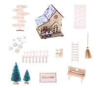 Maison miniature en bois sur le thème saisonnier avec éclairage LED économe en énergie - Sans danger pour les enfants - Pour les fêtes